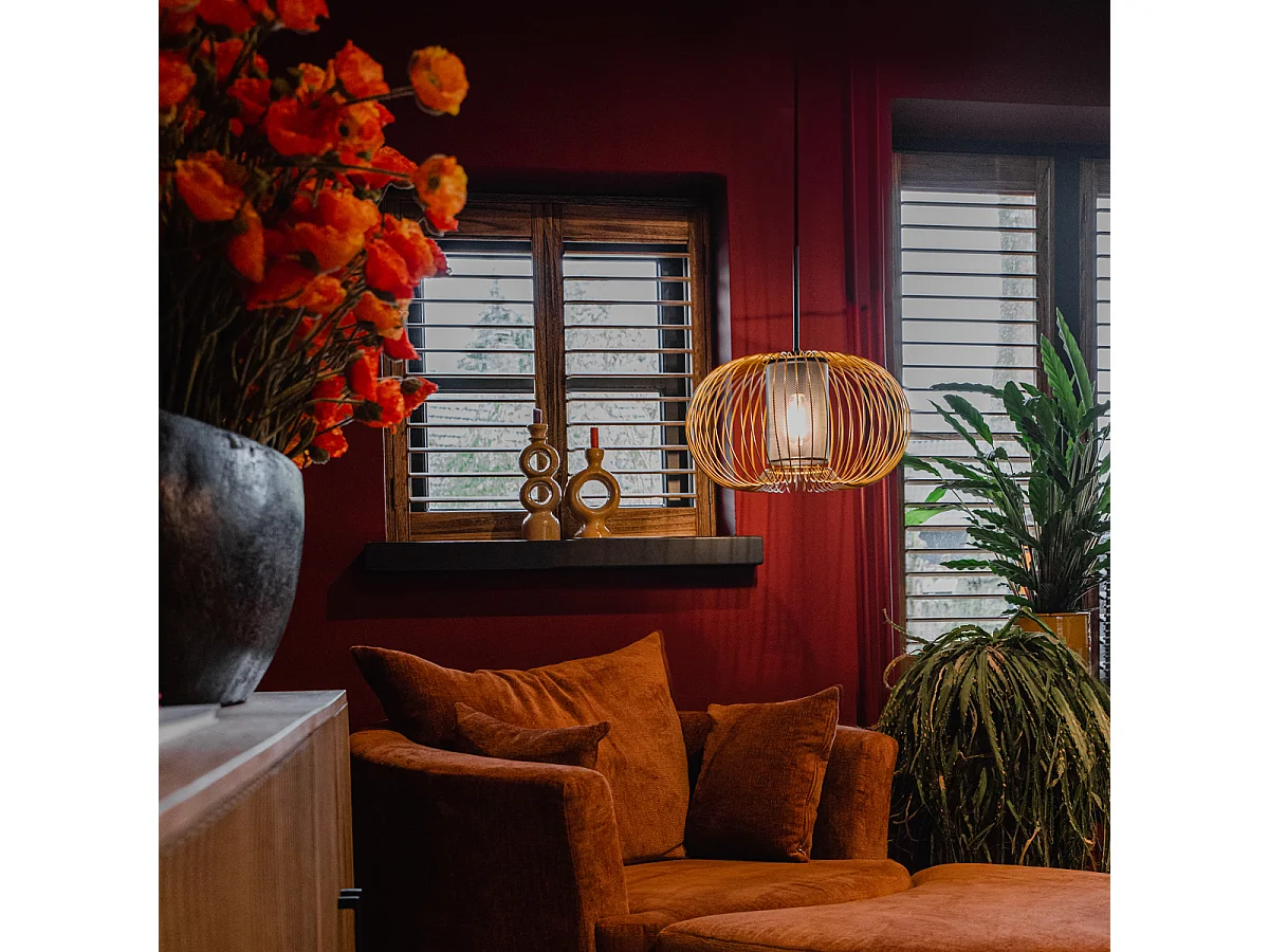 Lampe à suspension design or avec noir 50 cm - Marnie