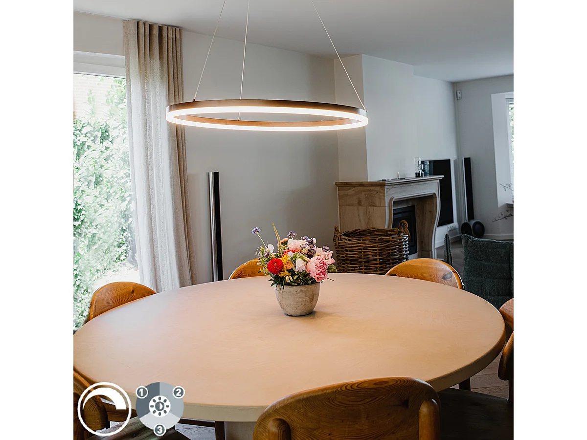 Suspension design bronze 80 cm avec LED dimmable en 3 étapes - Anello