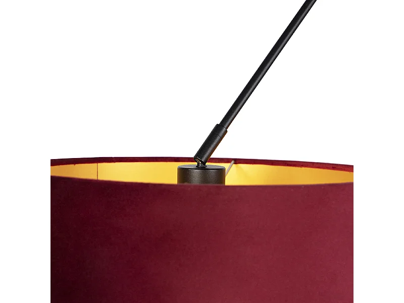 Suspension avec abat-jours en velours rouge et or 35 cm - Blitz II noir