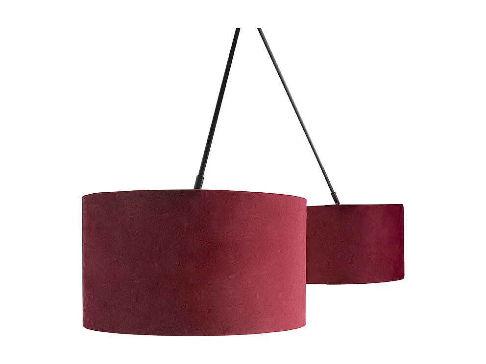 Suspension avec abat-jours en velours rouge et or 35 cm - Blitz II noir