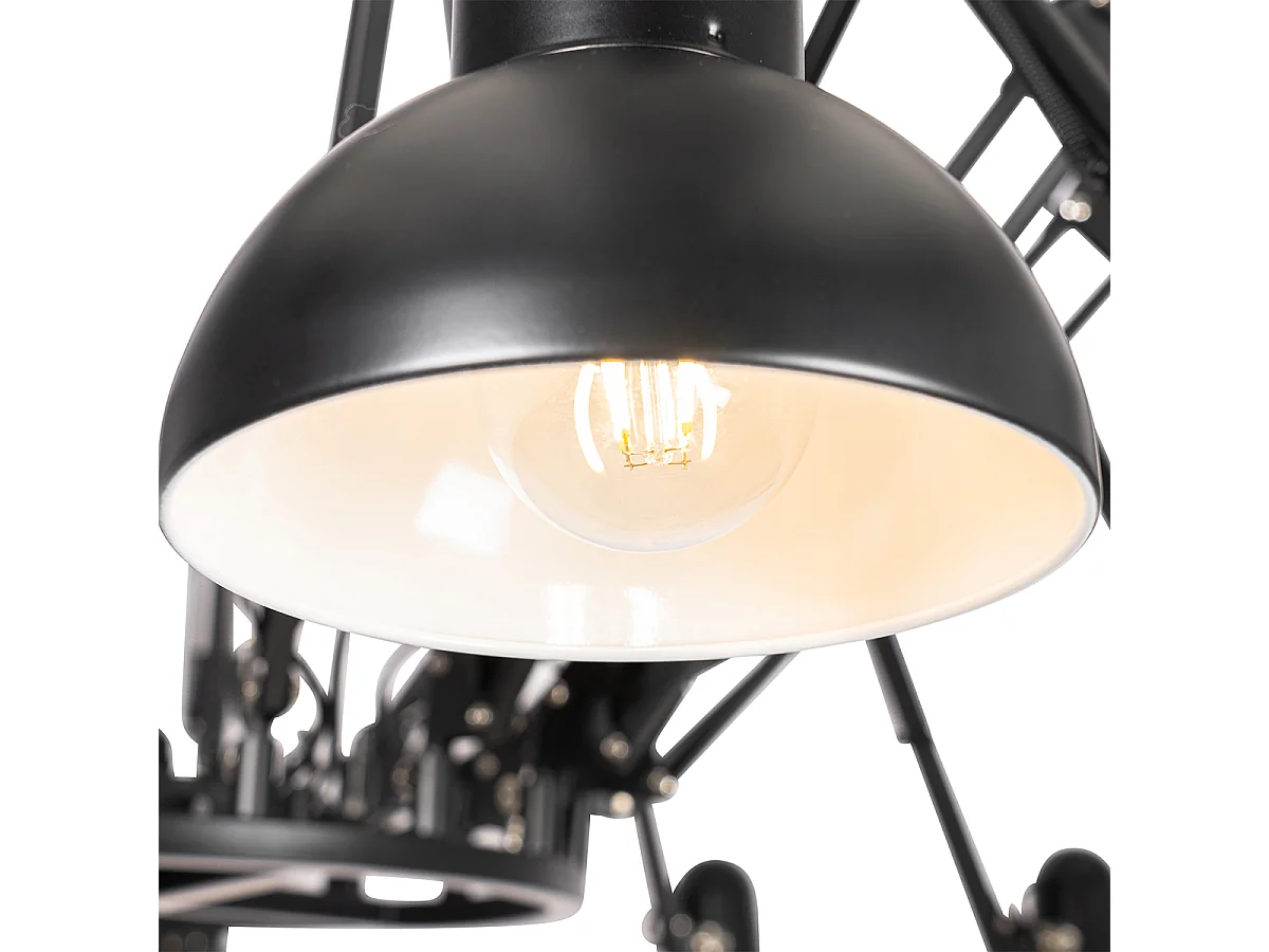 Suspension industrielle noire 16 lumières réglable - Hobby Spinne