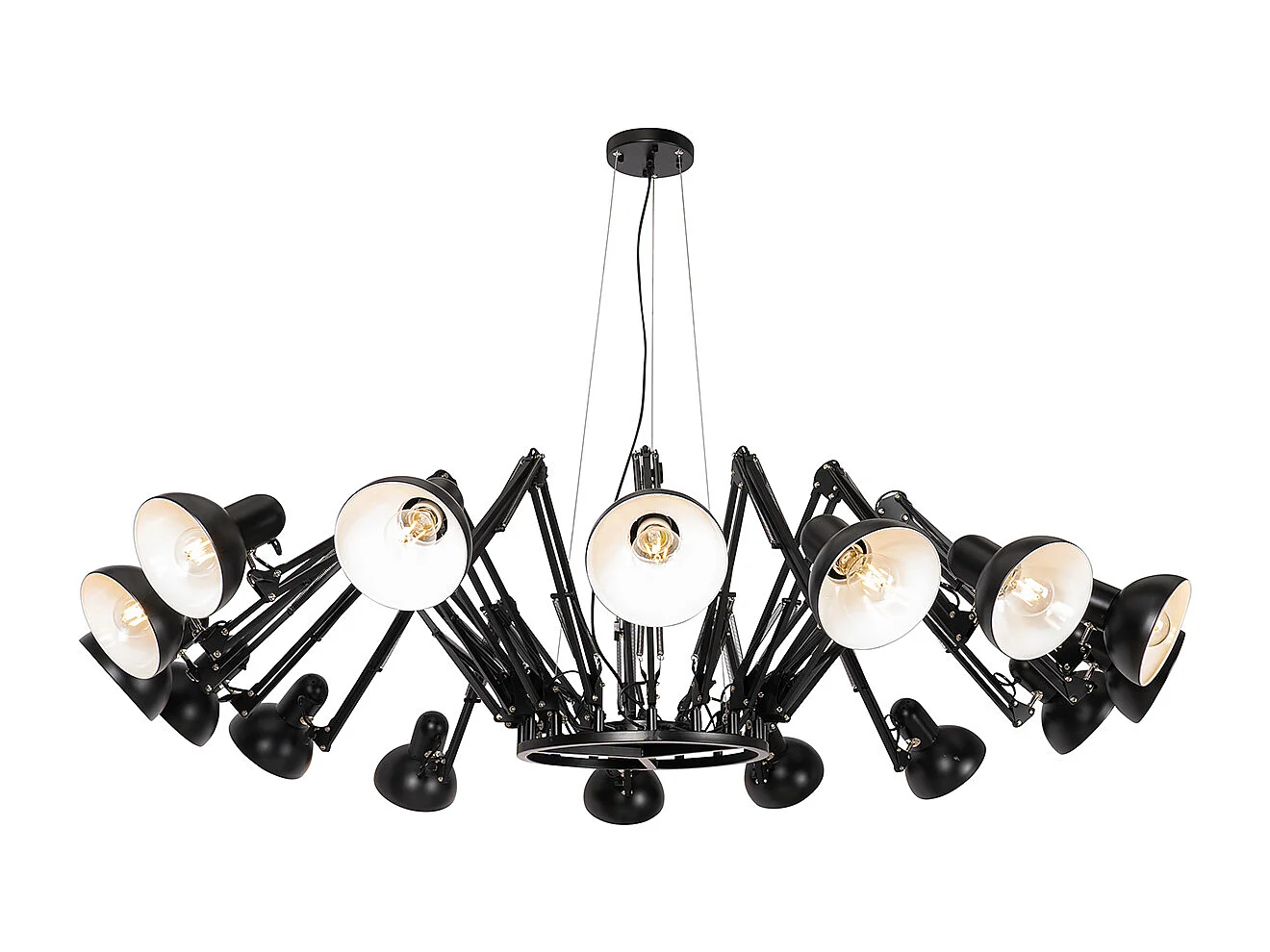 Suspension industrielle noire 16 lumières orientables - Hobby Spinne