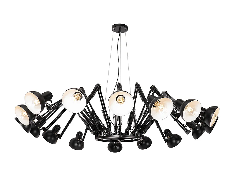 Suspension industrielle noire 16 lumières orientables - Hobby Spinne