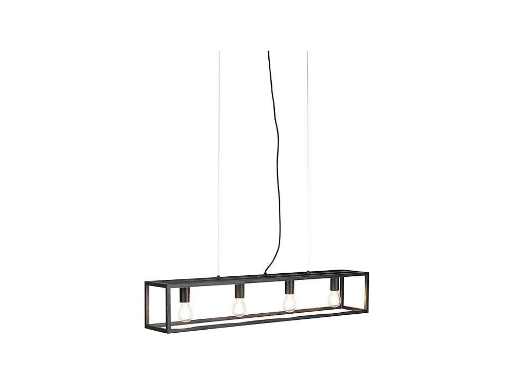 Suspension industrielle noire à 4 lumières - Cage 4