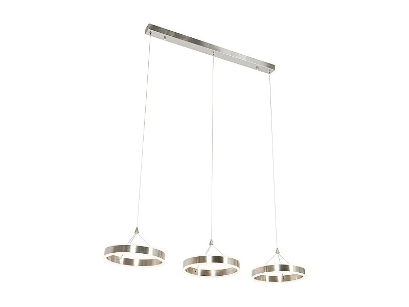 Lampe à suspension allongée en acier avec LED dimmable en 3 étapes à 3 lumières - Lyani
