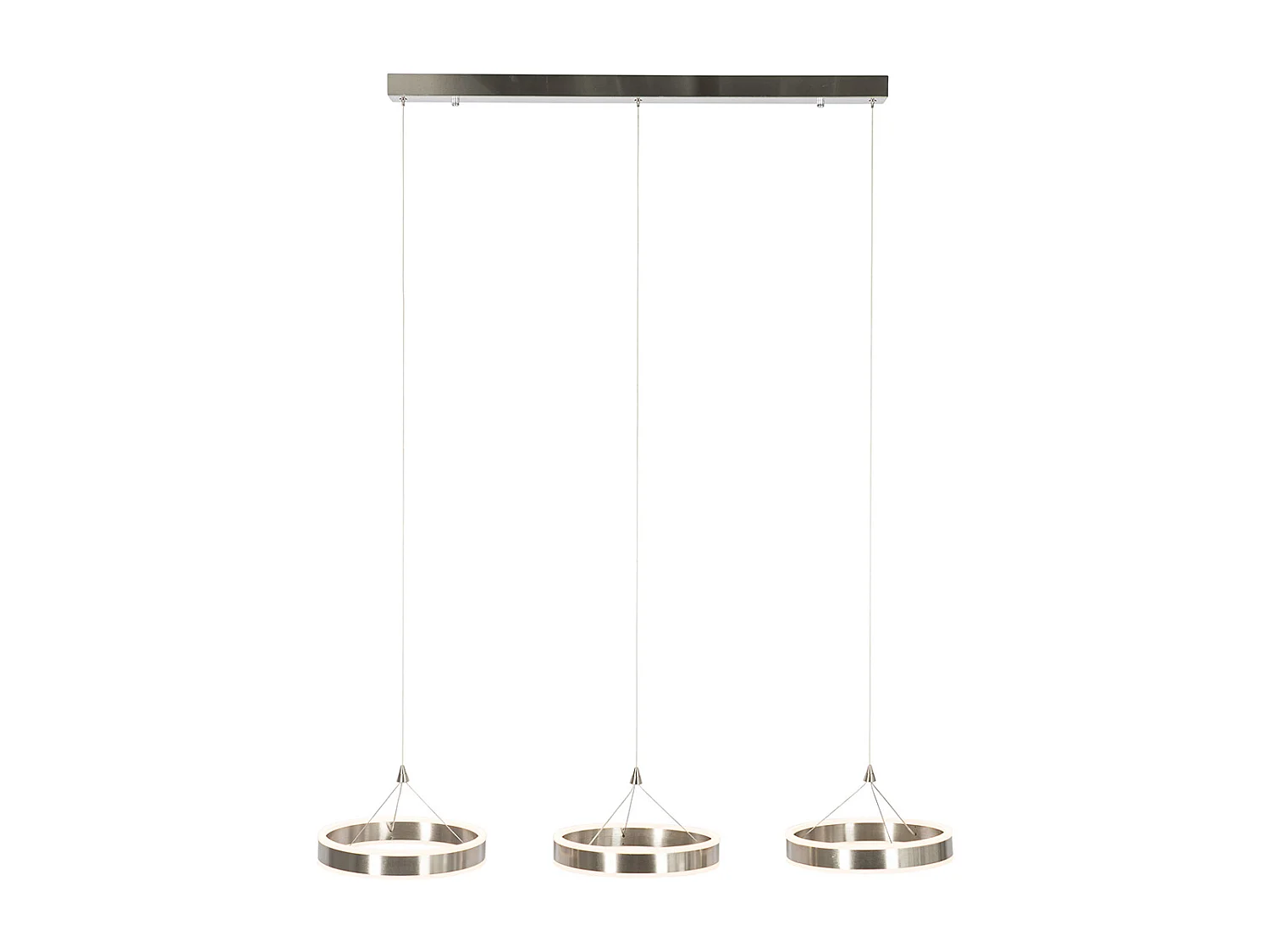 Lampe à suspension allongée en acier avec LED dimmable en 3 étapes à 3 lumières - Lyani