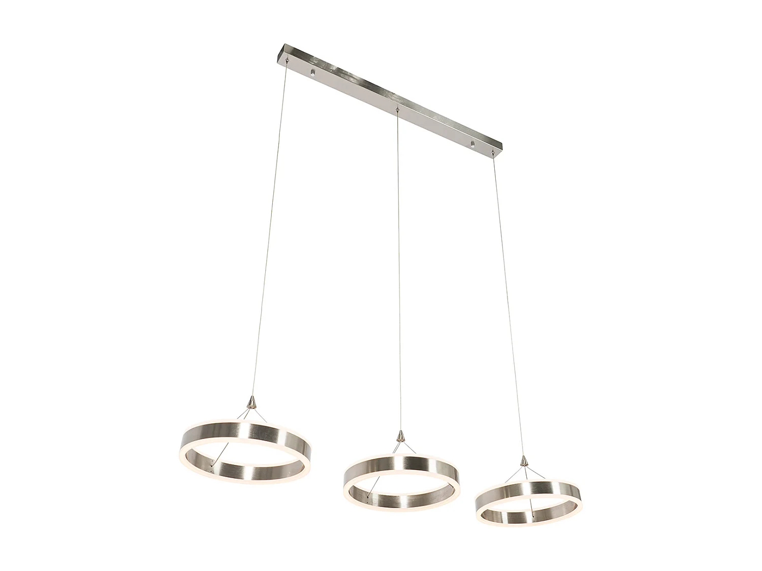 Lampe à suspension allongée en acier avec LED dimmable en 3 étapes à 3 lumières - Lyani