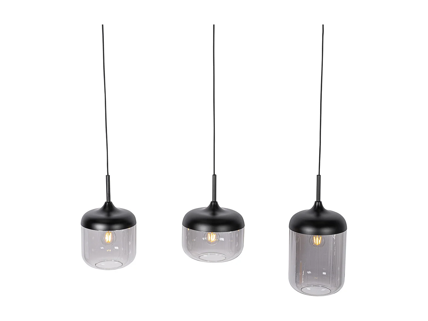 Suspension design noire avec or et verre fumé 3 lumières - Kyan