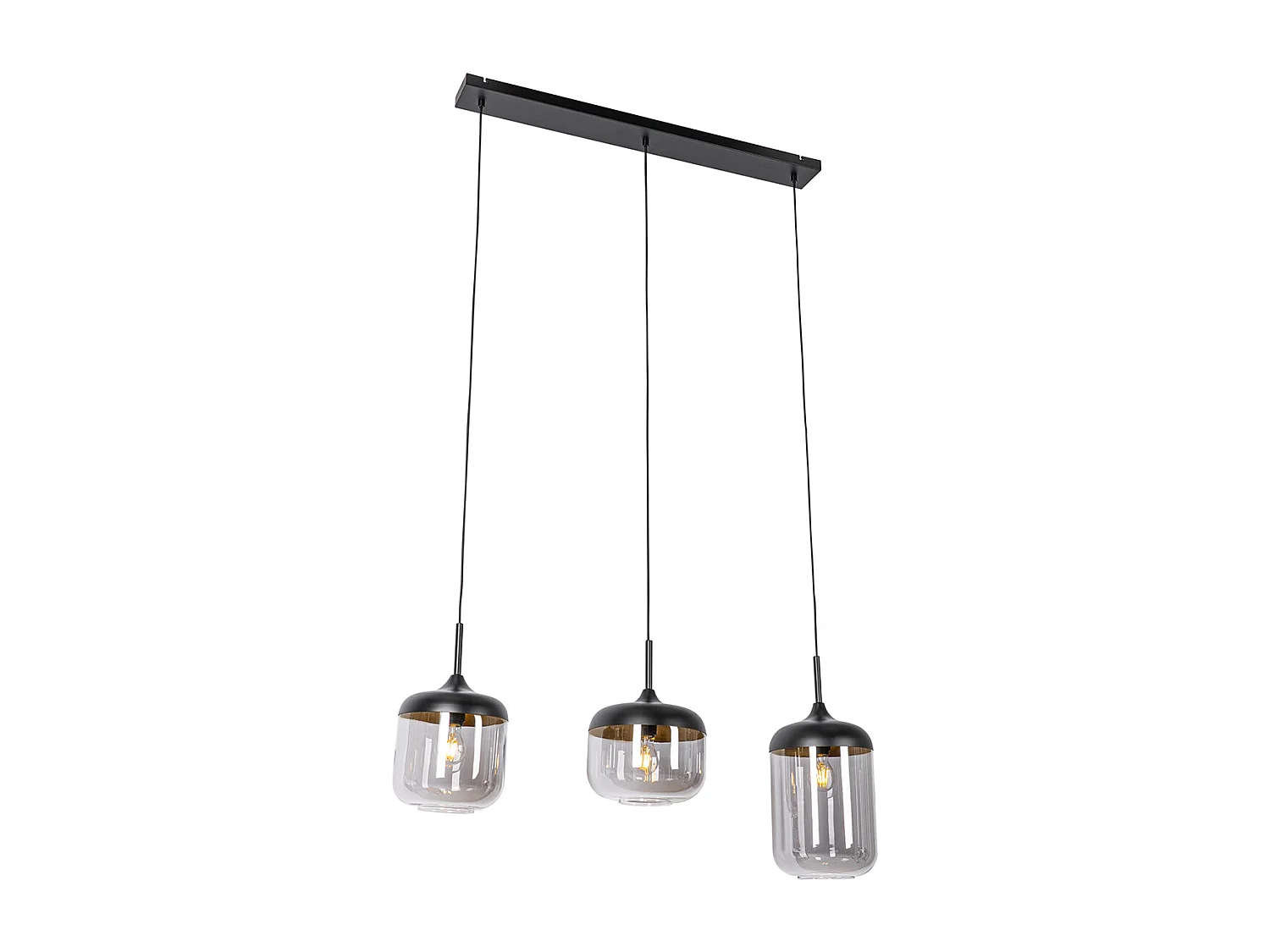 Suspension design noire avec verre doré et fumé 3 lumières - Kyan