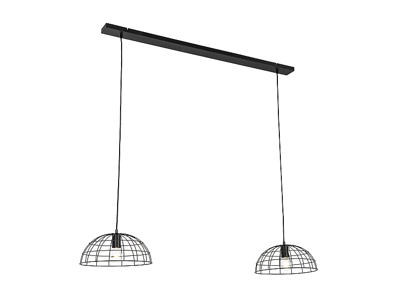 Lampe à suspension industrielle noire 2 lumières - Hanze