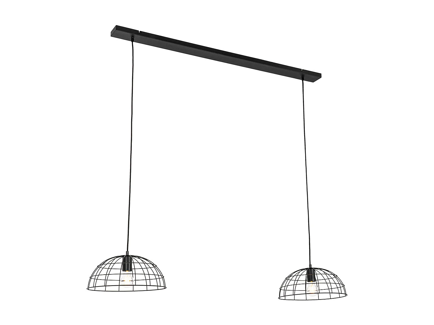 Lampe à suspension industrielle noire 2 lumières - Hanze