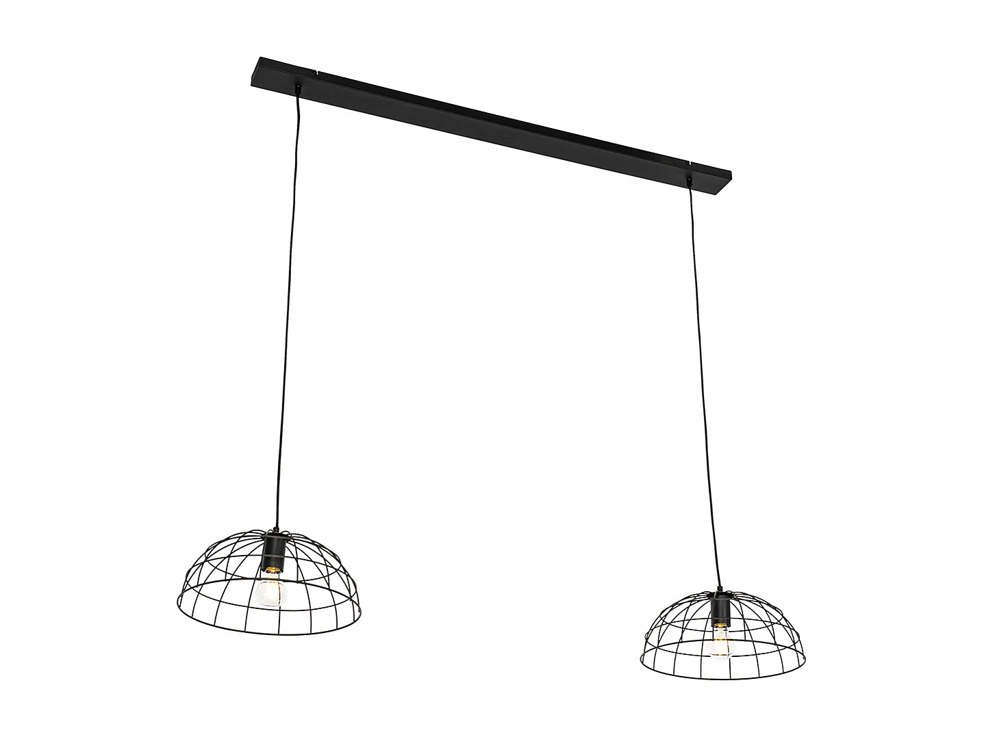 Lampe à suspension industrielle noire 2 lumières - Hanze