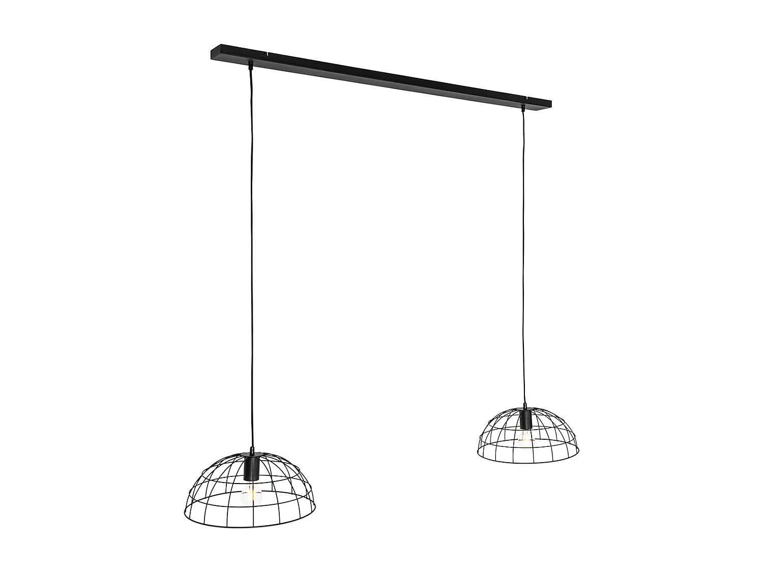 Suspension industrielle noire à 2 lumières - Hanze