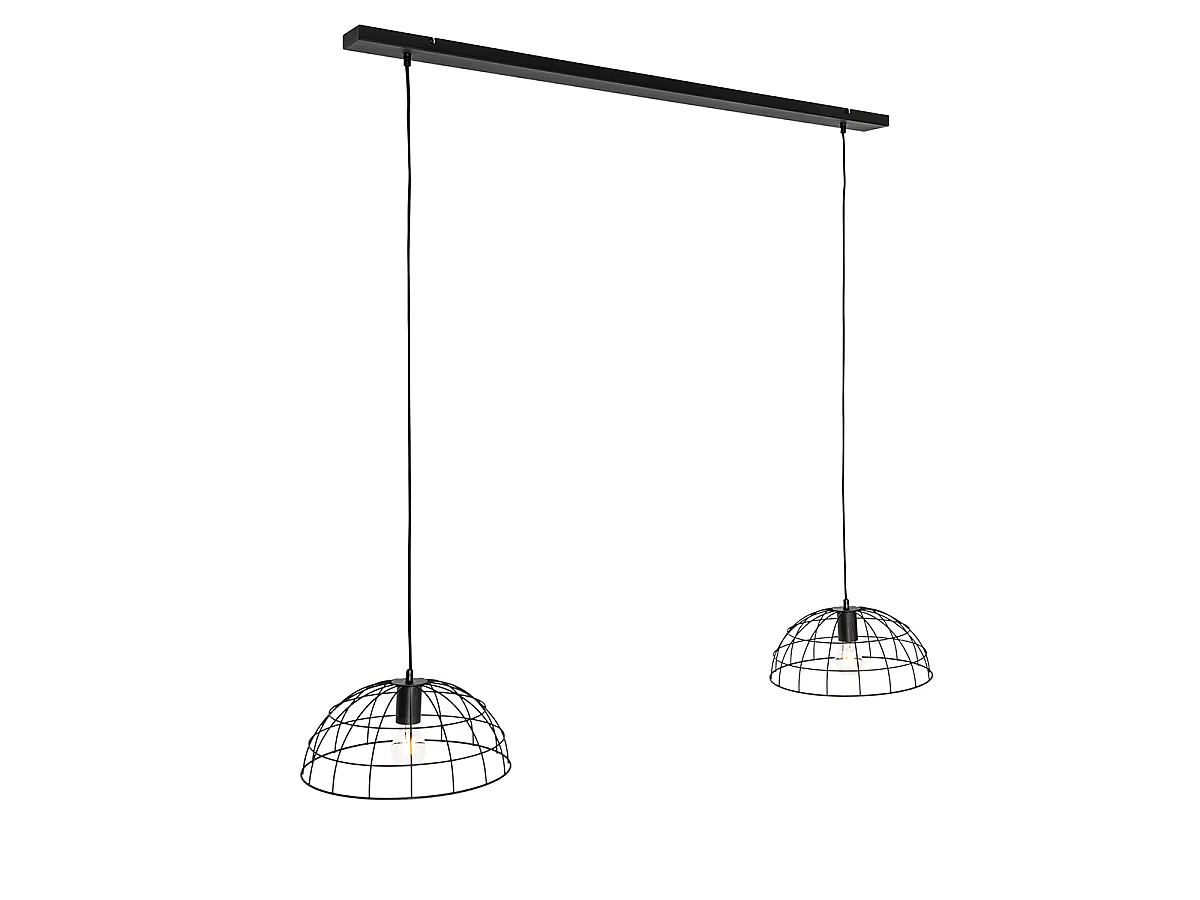 Suspension industrielle noire à 2 lumières - Hanze