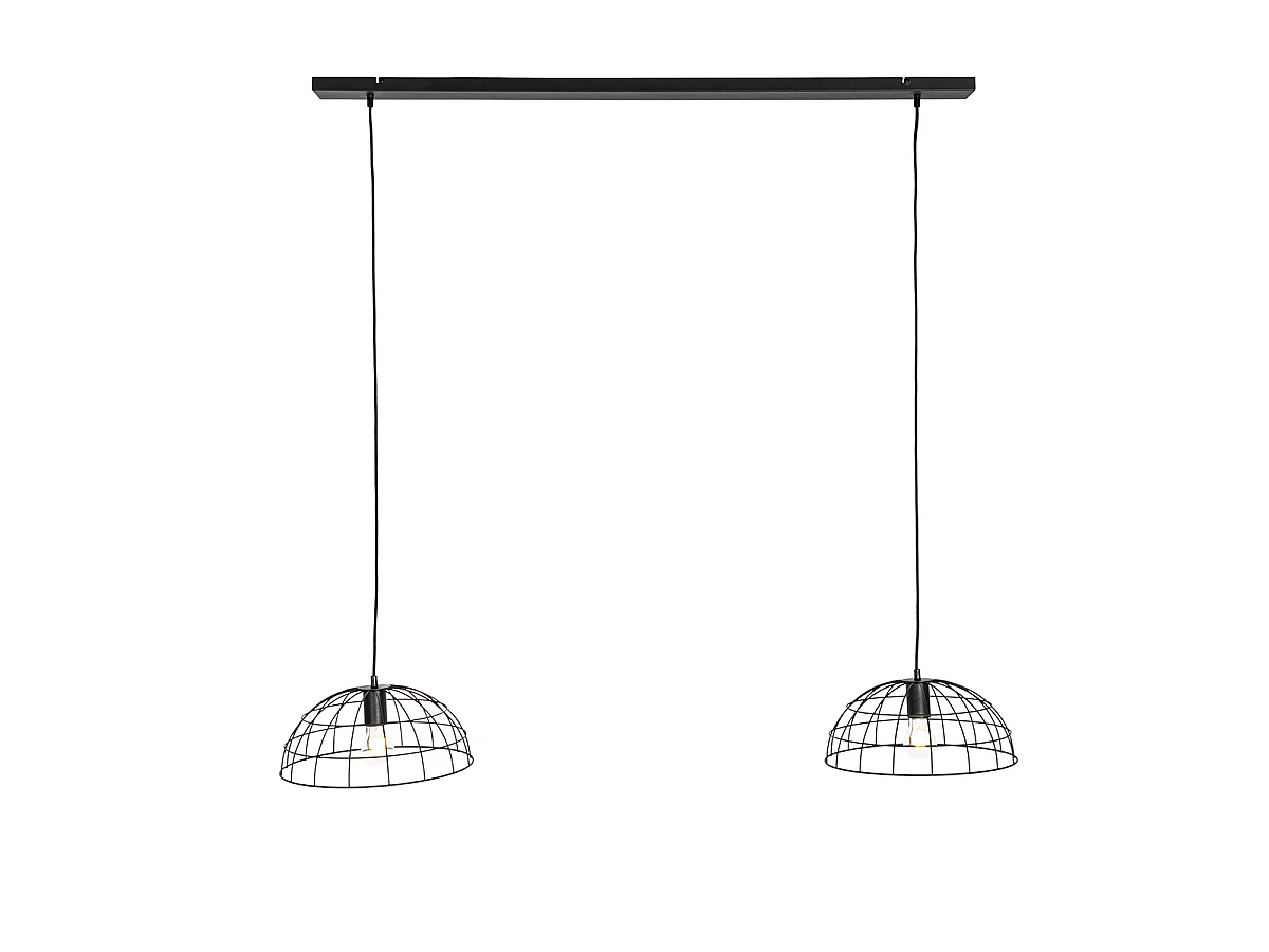 Suspension industrielle noire à 2 lumières - Hanze