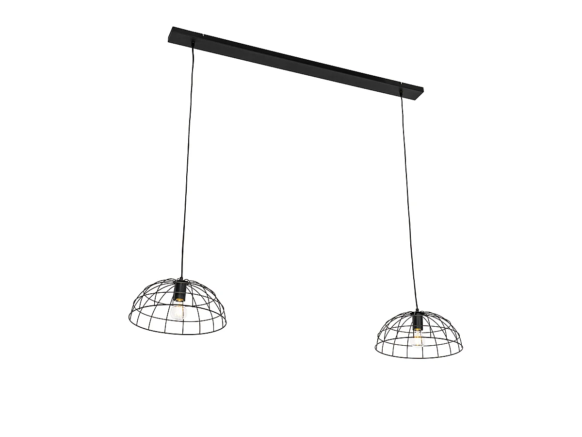 Suspension industrielle noire à 2 lumières - Hanze