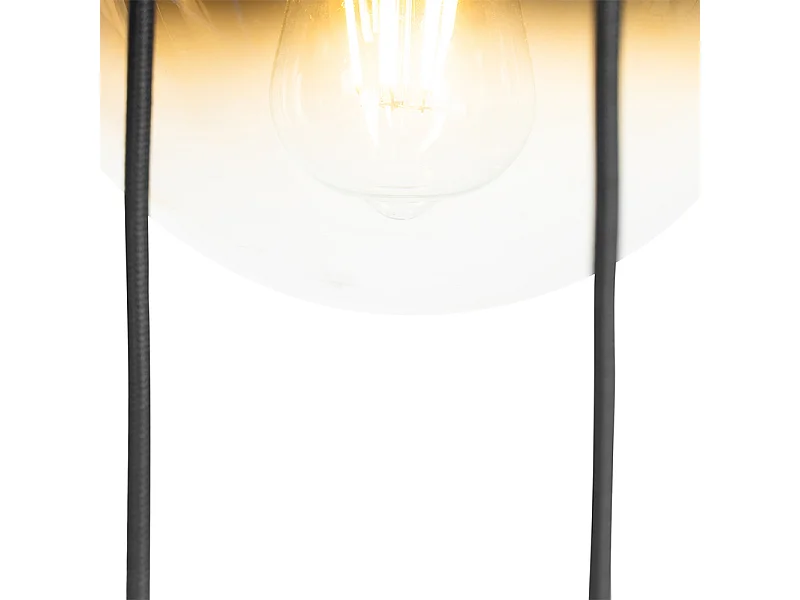 Suspension Art Déco noire avec verre doré 7 lumières - PALLON