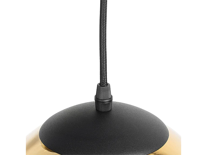 Suspension Art Déco noire avec verre doré 7 lumières - Pallon