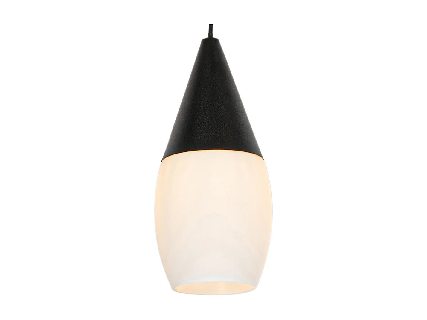 Lampe à suspension moderne noire avec verre opale - Drop