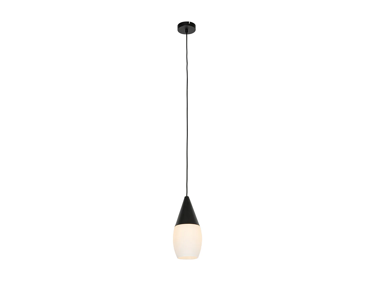 Lampe à suspension moderne noire avec verre opale - Drop