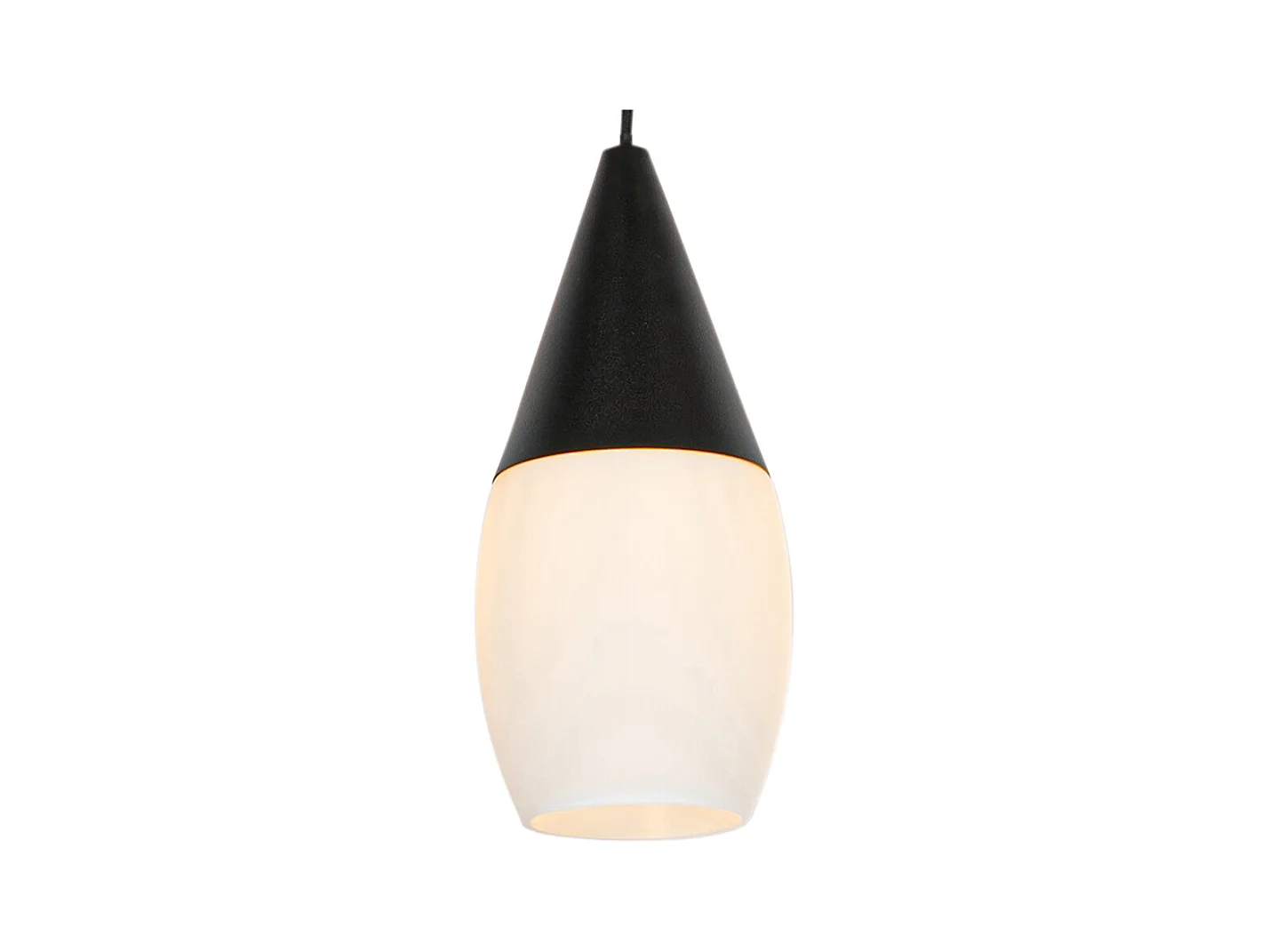 Lampe à suspension moderne noire avec verre opale - Drop