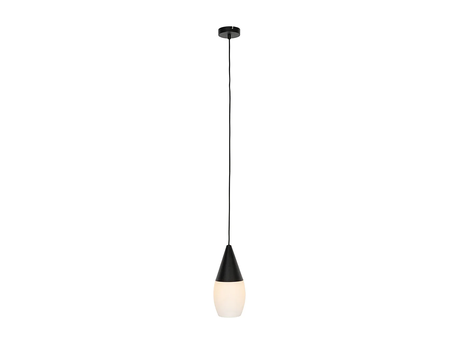 Suspension moderne noire avec verre opale - Drop