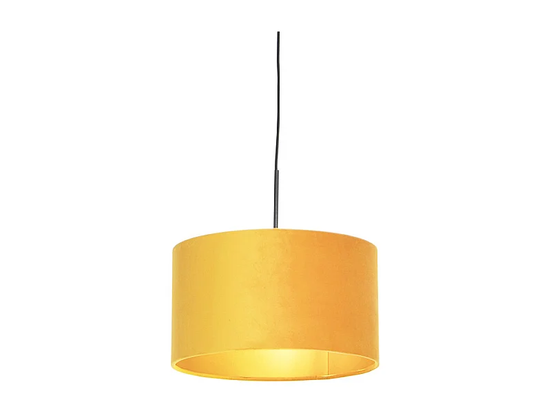 Suspension avec abat-jour velours ocre et or 35 cm - Combi