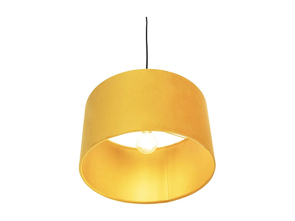 Suspension avec abat-jour en velours ocre avec or 35 cm - Combi