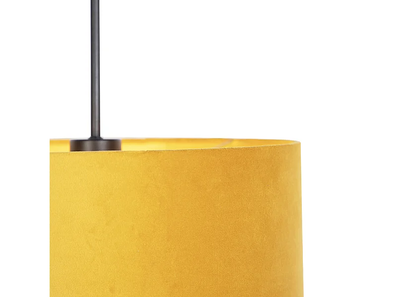 Suspension avec abat-jour en velours ocre avec or 35 cm - Combi