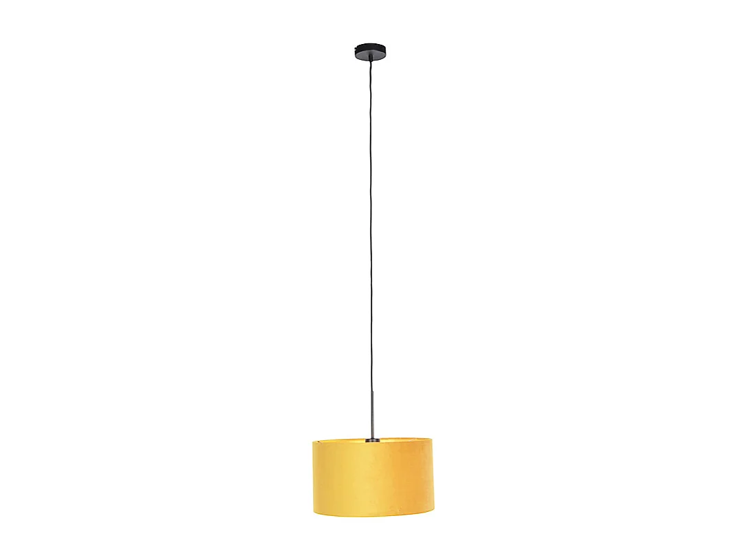 Suspension avec abat-jour en velours ocre avec or 35 cm - Combi