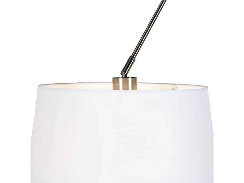 Suspension avec abat-jour en lin blanc 35 cm - Acier Blitz II