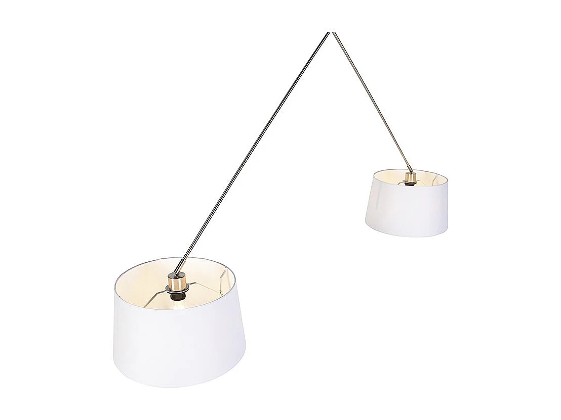 Suspension avec abat-jour en lin blanc 35 cm - Acier Blitz II