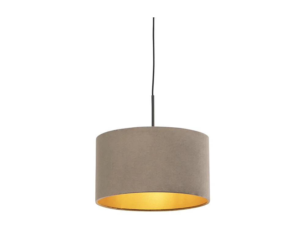 Suspension avec abat-jour velours taupe et or 35 cm - Combi