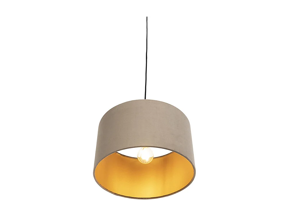 Suspension avec abat-jour velours taupe et or 35 cm - Combi