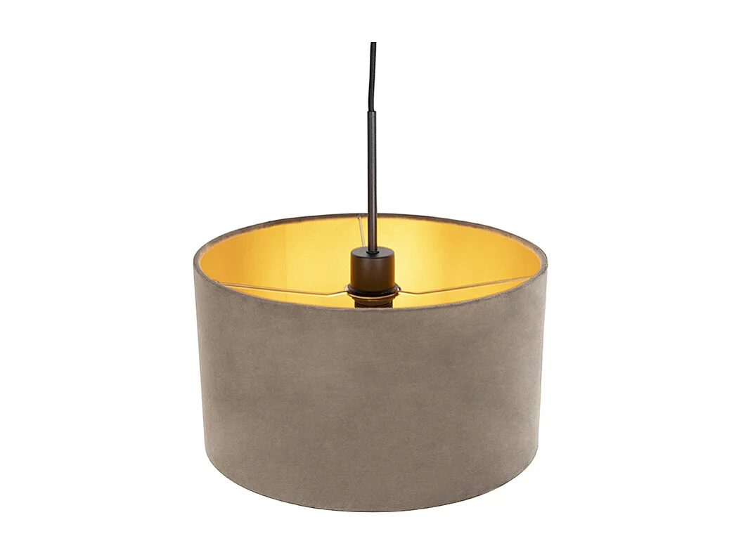 Suspension avec abat-jour en velours taupe et or 35 cm - Combi