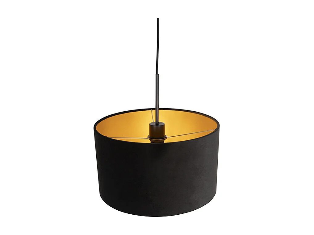 Suspension avec abat-jour en velours noir avec or 35 cm - Combi