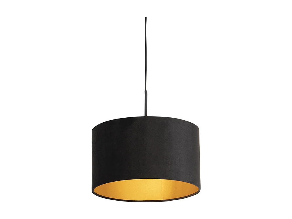 Suspension avec abat-jour en velours noir avec or 35 cm - Combi
