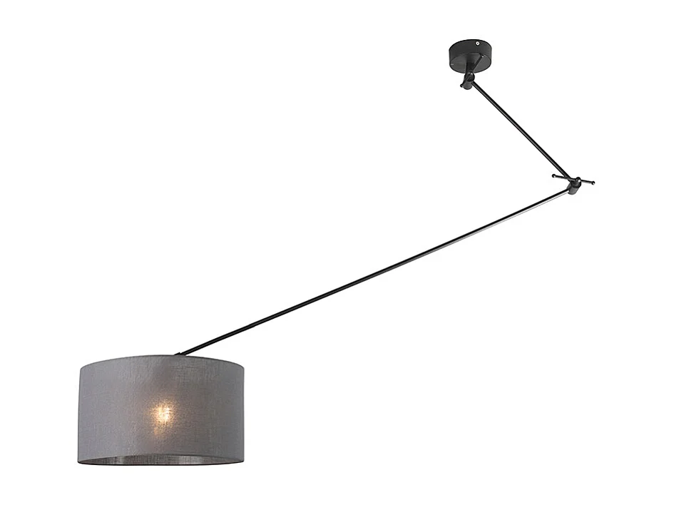 Lampe suspendue noir avec abat-jour 35 cm gris foncé réglable - Blitz I