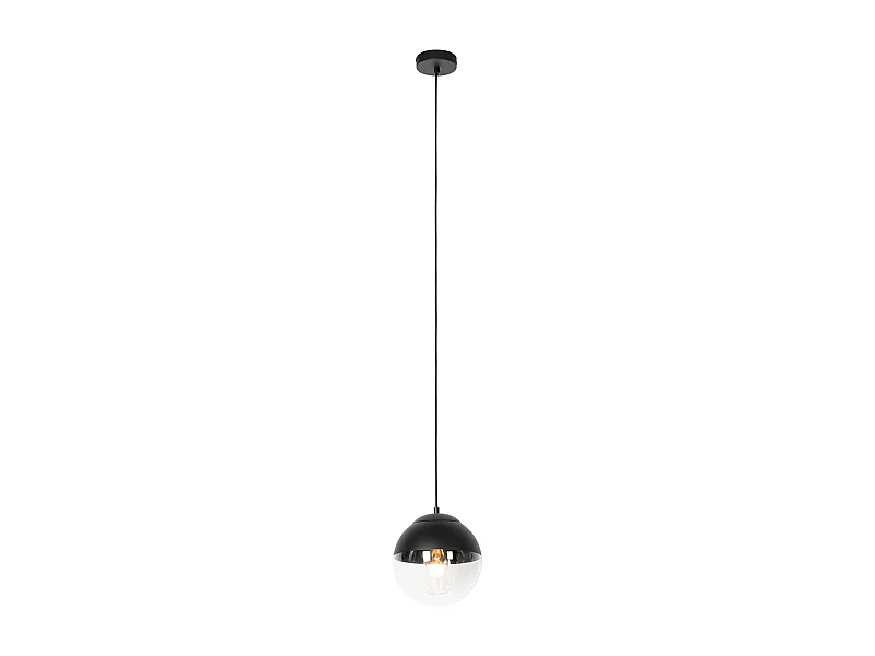 Lampe à suspension rétro noire avec verre clair 20 cm - Eclipse