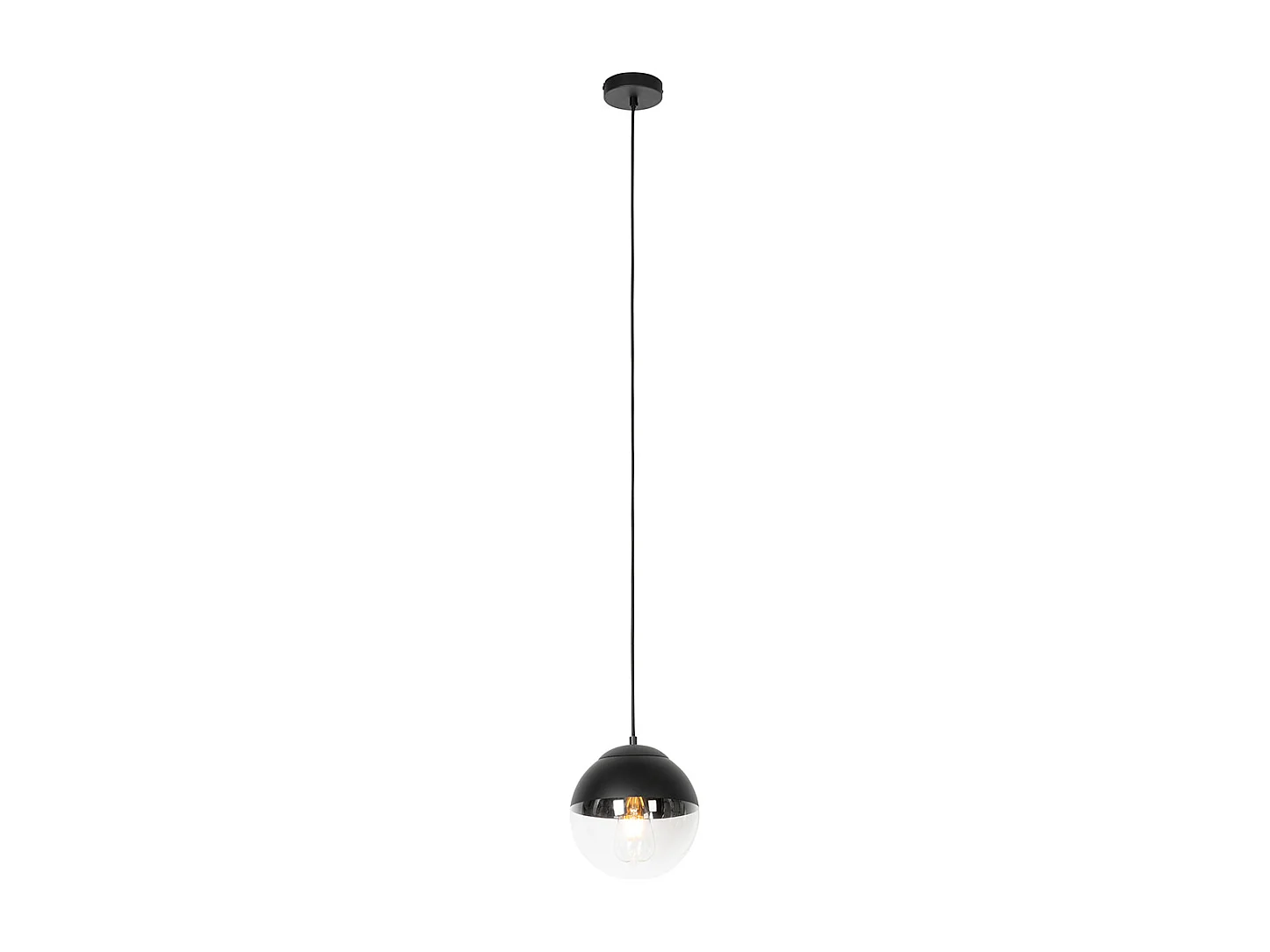 Lampe à suspension rétro noire avec verre clair 20 cm - Eclipse