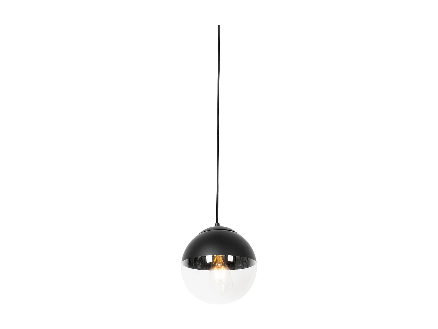 Lampe à suspension rétro noire avec verre clair 20 cm - Eclipse