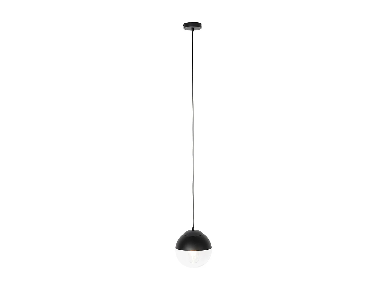 Lampe à suspension rétro noire avec verre clair 20 cm - Eclipse