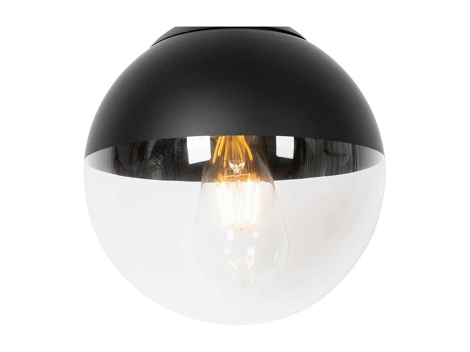 Suspension rétro noire avec verre transparent 20 cm - Eclipse