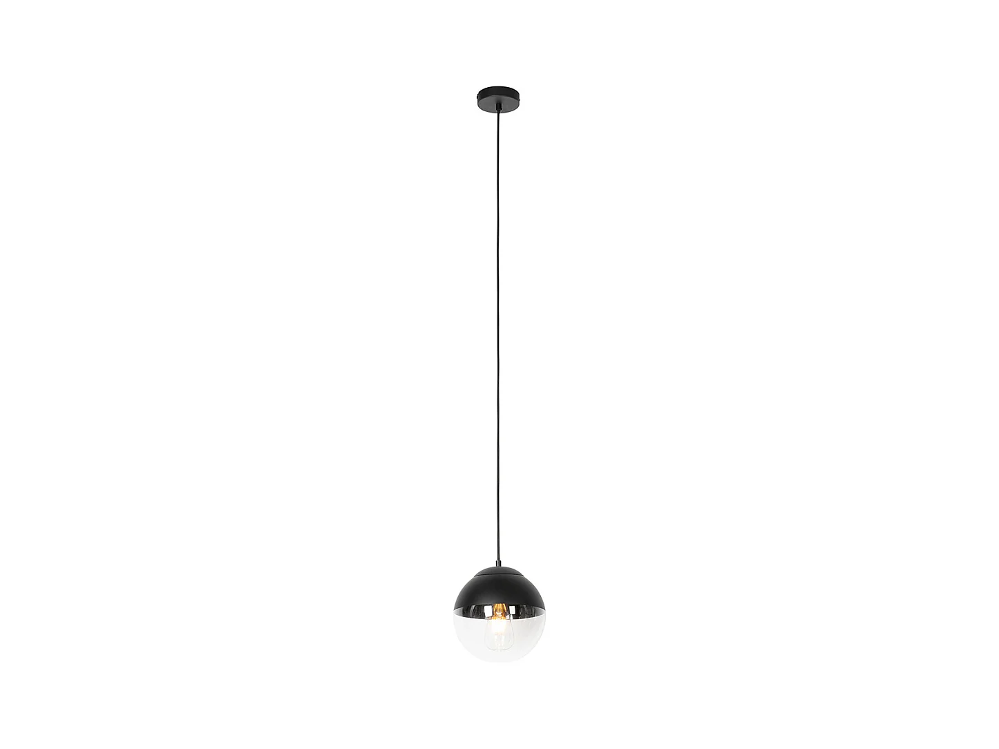 Lampe à suspension rétro noire avec verre clair 20 cm - Eclipse