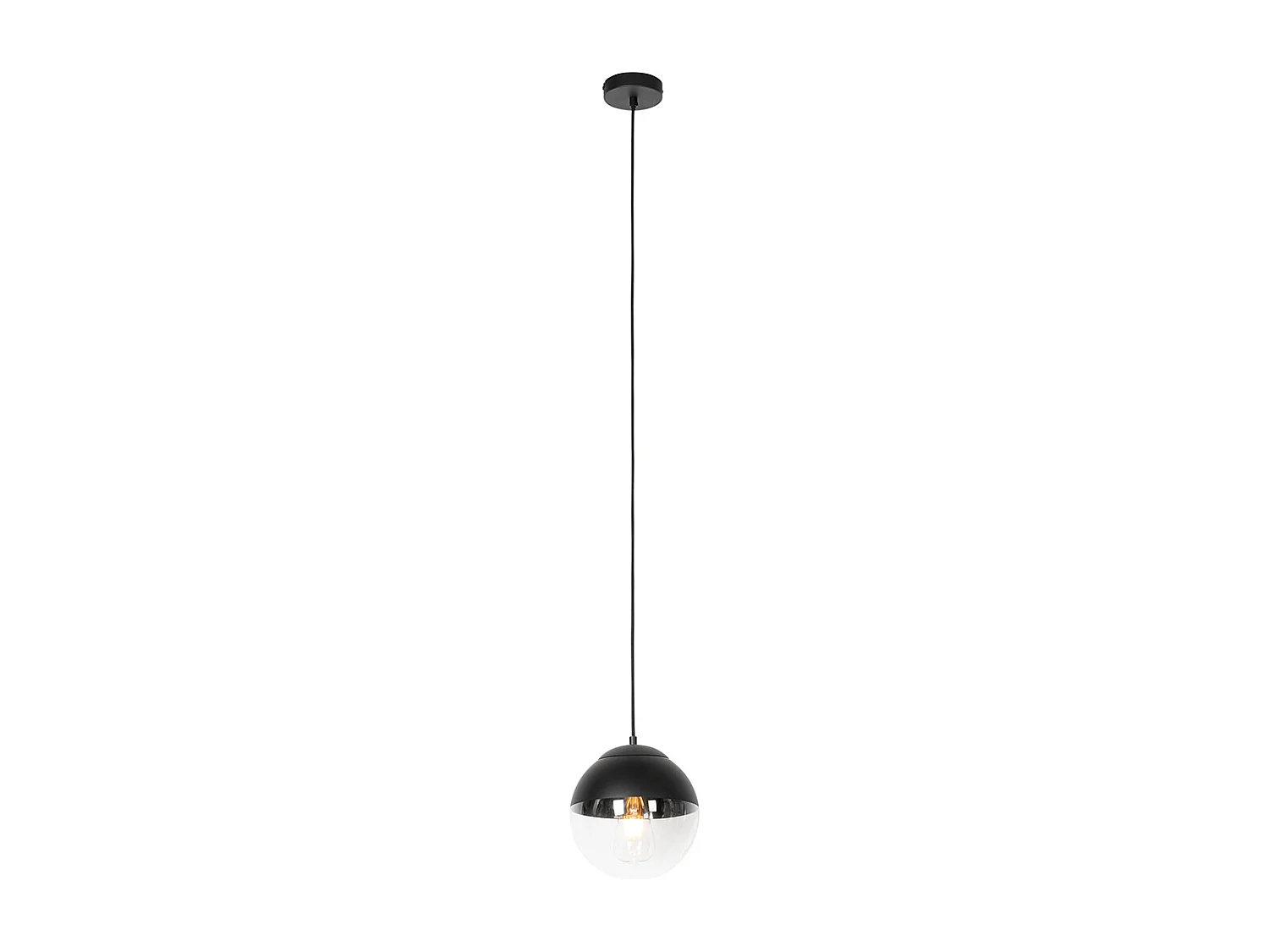 Suspension rétro noire avec verre transparent 20 cm - Eclipse