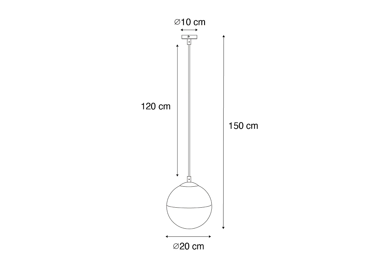 Suspension rétro noire avec verre transparent 20 cm - Eclipse