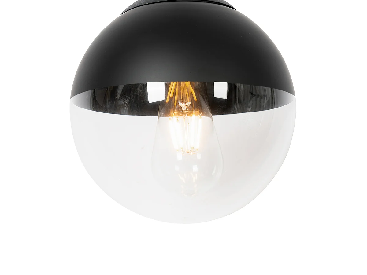 Suspension rétro noire avec verre transparent 20 cm - Eclipse