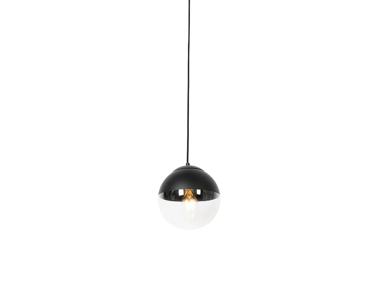 Suspension rétro noire avec verre transparent 20 cm - Eclipse