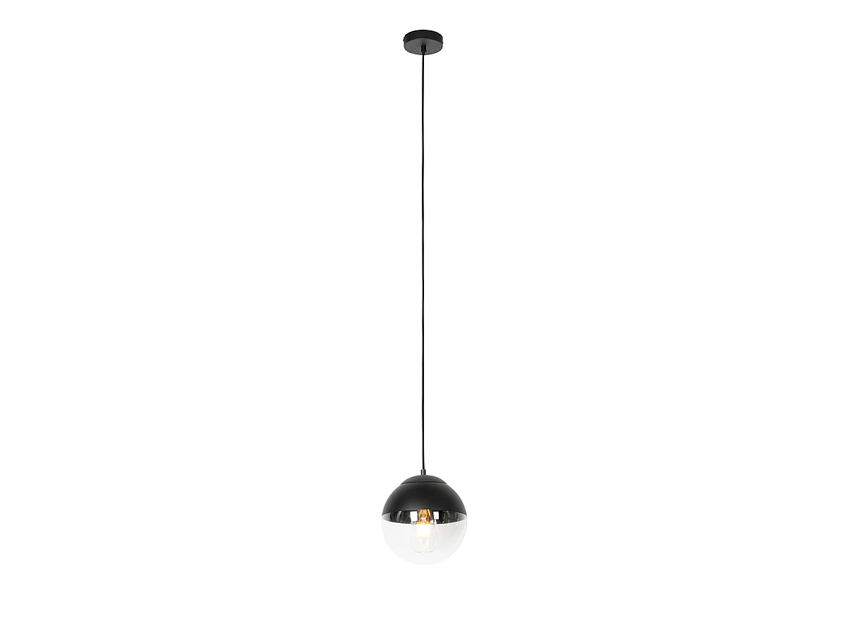 Suspension rétro noire avec verre transparent 20 cm - Eclipse