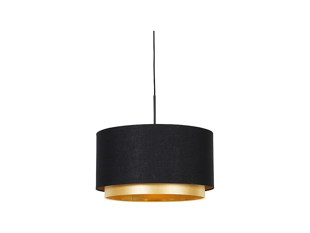 Suspension moderne noire avec abat-jour duo or 47 cm - Combi